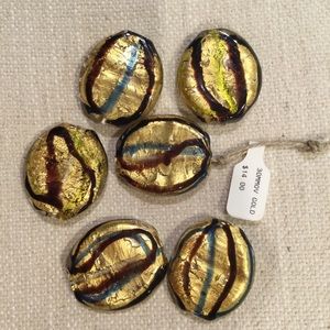 6 large Murano Glass Beads - no chips